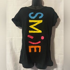 Colorful 'Smile' Graphic Women's Top (Juniors XXL)